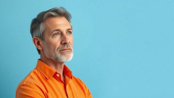 Middle-aged man promoting liver health awareness.