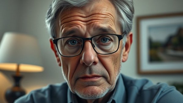 Thoughtful older man conveying retirement transformation insights in a home setting.