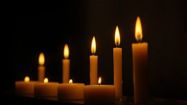 Two luminous candles in a dark setting, Michael Patrick Actor Tribute.