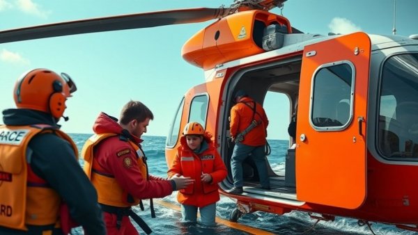 Emotional Coast Guard family rescue scene at sea