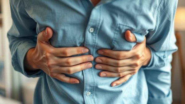 Person with stomach pain, related to antibiotic-resistant Shigella.