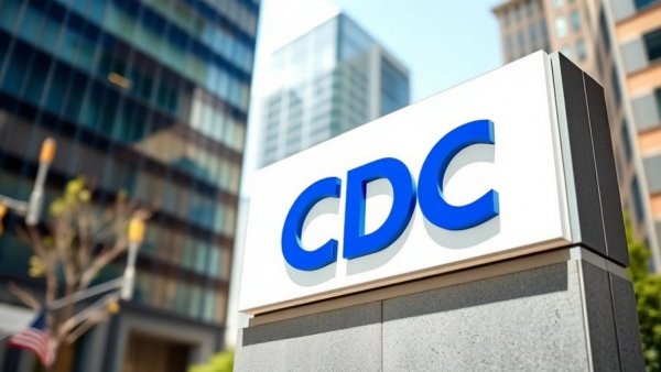 CDC headquarters sign against urban backdrop during daytime