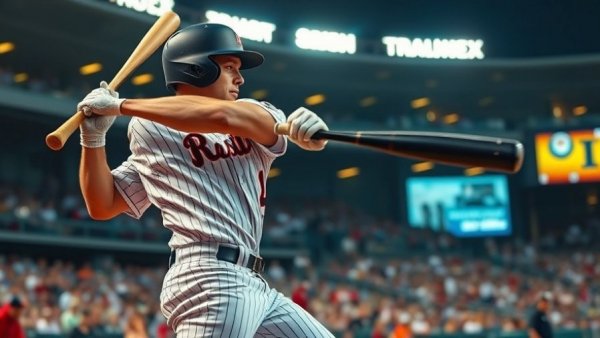 Baseball player swings during Troy's Five-Run Sixth Rally.