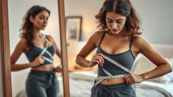 Woman checking waist in mirror, related to GLP-1 weight loss medication errors.