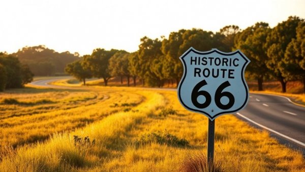 Historic Route 66 sign on a Kansas journey road