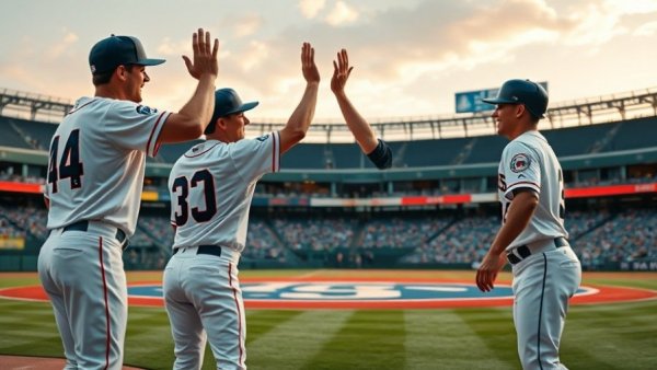Ragin' Cajuns baseball player celebrates with teammates on field.