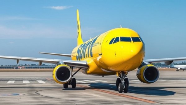Spirit Airlines shutdown affects yellow plane parked on runway
