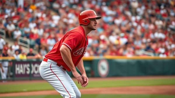 Cajuns Baseball player ready on base during extra innings win.