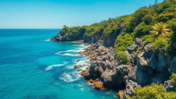 Stunning coastal view in Dumaguete with turquoise water and lush greenery.