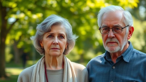 Older couple concerned, highlighting family reliance after 60.