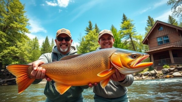 Fishing in Louisiana river cabins, anglers with a large catch.