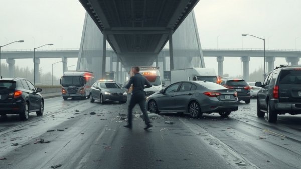 Traffic disruptions in New Orleans: Highway accident with emergency response.
