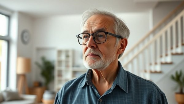 Contemplative older man indoors illustrating retirement drift.