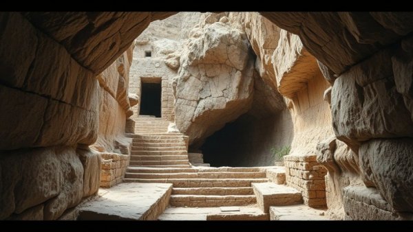 Two views of ancient tunnel near Jerusalem excavation site.
