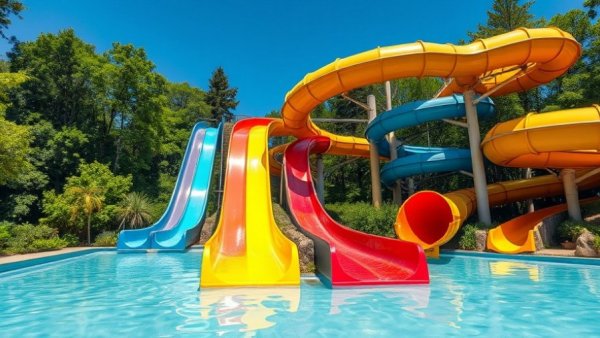 Bright, empty water slides at Wild Waves Theme Park, closed for closure news.