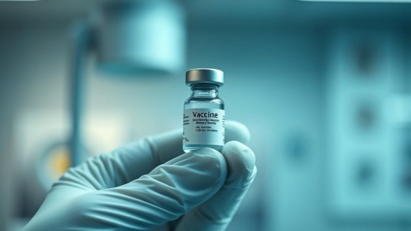 Close-up of a gloved hand with a vial for personalized mRNA cancer vaccines.