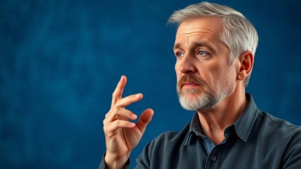 Thoughtful man sharing tips on YouTube about sleep and diet.