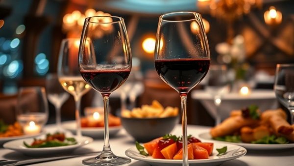 Wine glasses and gourmet food with bokeh lighting, closure of Café Sbisa.