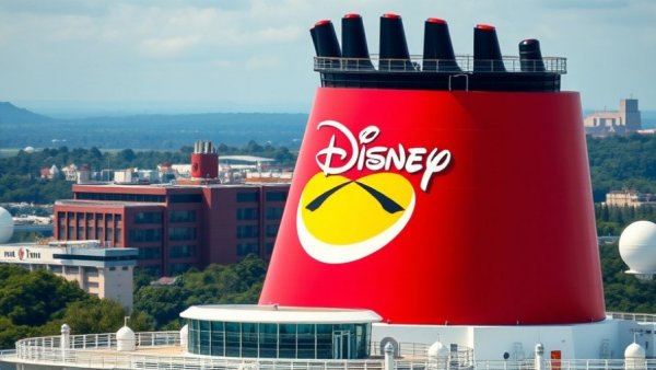 Disney Cruise Line ship funnel with Mickey Mouse logo.