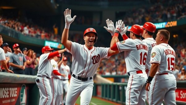 Perfect Game Freshman All-America baseball player high-fives teammates in dugout.