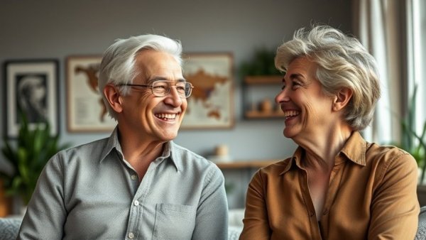 Benefits of starting over after 60: cheerful individuals discussing new beginnings.