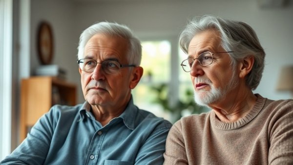 Middle-aged couple discussing reasons to retire indoors.