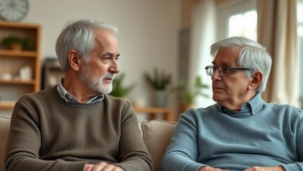 Mature couple discussing 'The Downsizing Mistake MOST Retirees Make' in a cozy room.