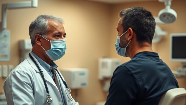 Men skip the doctor, depicting a medical consultation scene.