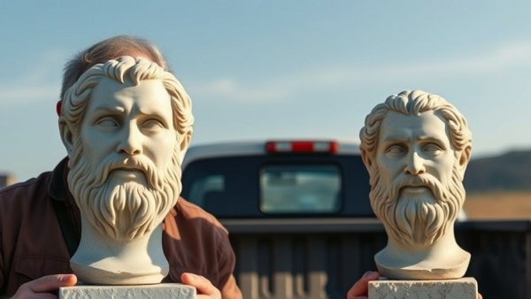 1,700-year-old Roman statues discovered in Israel displayed by two men