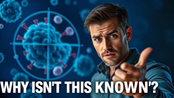 Understanding Cancer and Risks: man highlights cancer cell with crosshairs.