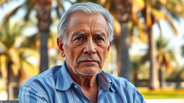 Older man reflecting on retirement success outdoors.