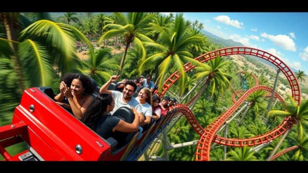 Kumba roller coaster farewell with excited riders at Busch Gardens.
