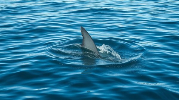 Shark fin in ocean waters illustrating shark bite survival tips.