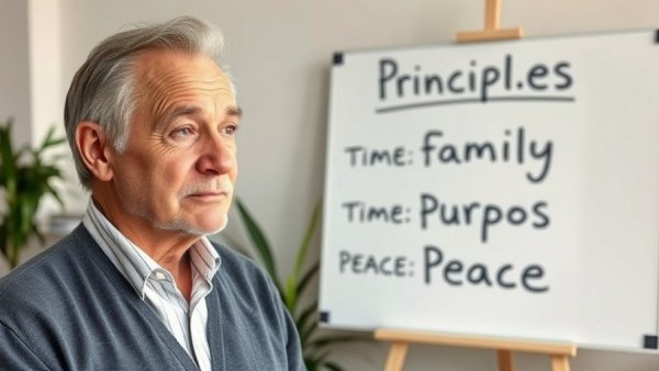 Transformed view of time after loss, older man's reflection