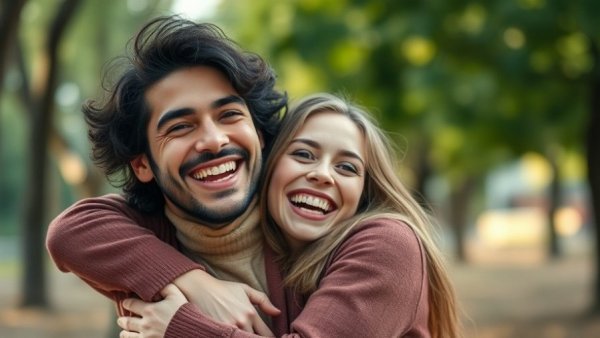 Joyful reunion moment captured with two happy individuals.