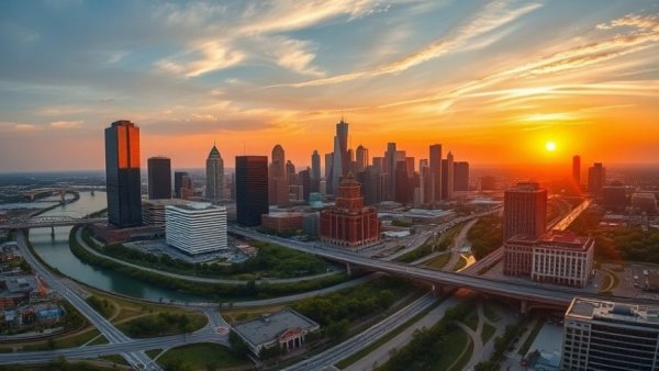 Panoramic view of Fort Worth skyline during sunset, showcasing best things to do in Fort Worth, Texas.