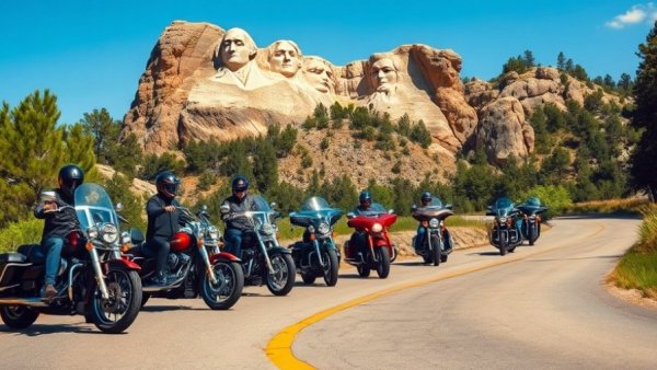 Bikers at Sturgis Motorcycle Rally near Mount Rushmore.