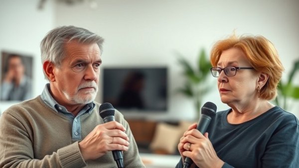 Middle-aged couple discussing emotional disconnect in retirement.