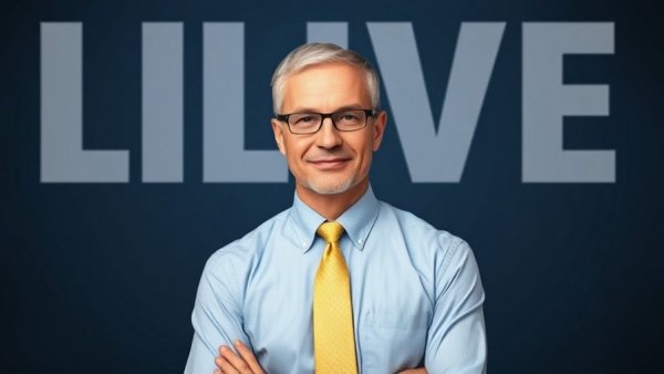 Confident man promoting live health event for seniors