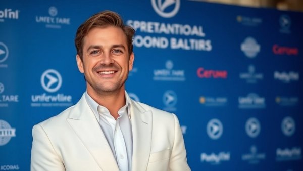 Smiling man at a premiere event