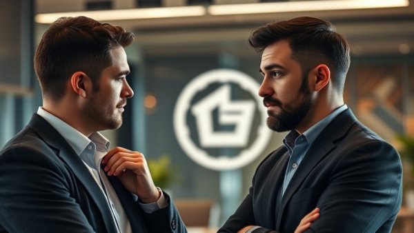Two men discussing retirement planning in a modern office