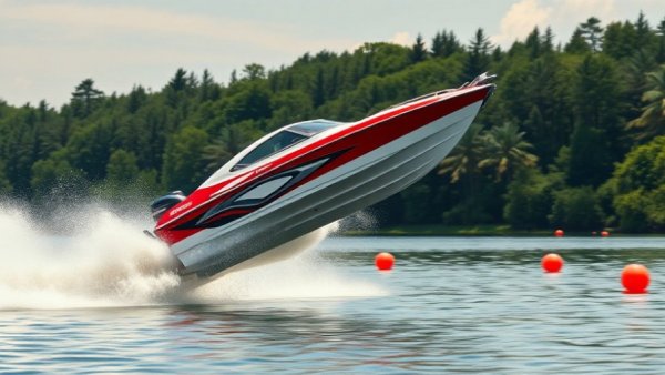 Powerboat crash 213 mph soaring over a lake with water spray.