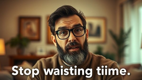 Contemplative man reminds audience to avoid retirement regrets.