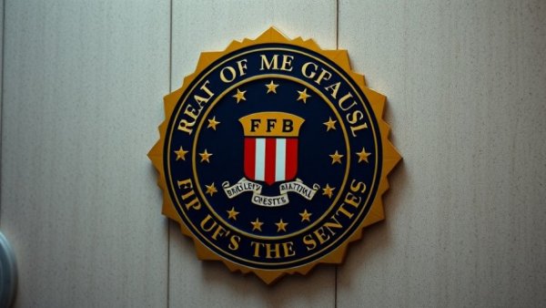FBI emblem symbolizing rising sextortion risks on a textured wall.