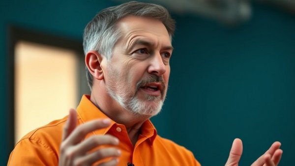 Middle-aged man discusses dangerous refined carbohydrates in video.