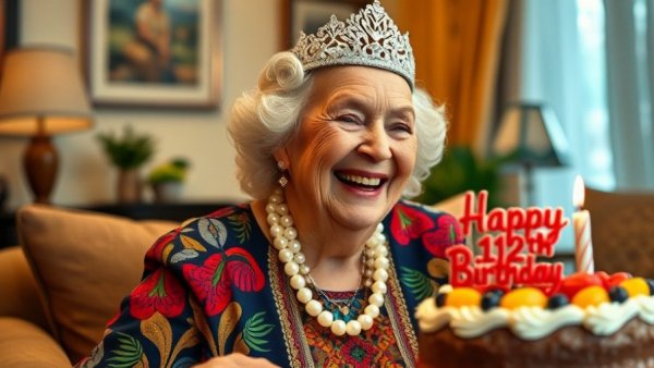Elderly woman celebrating her 112th birthday, secret to a long life.