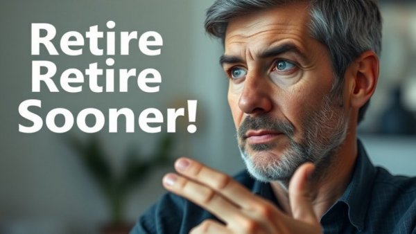 Financially ahead of most retirees: man with 'Retire Sooner' text.