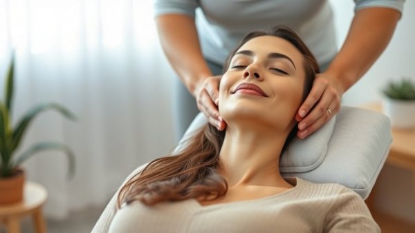 Professional neck massage for flu symptoms relief.