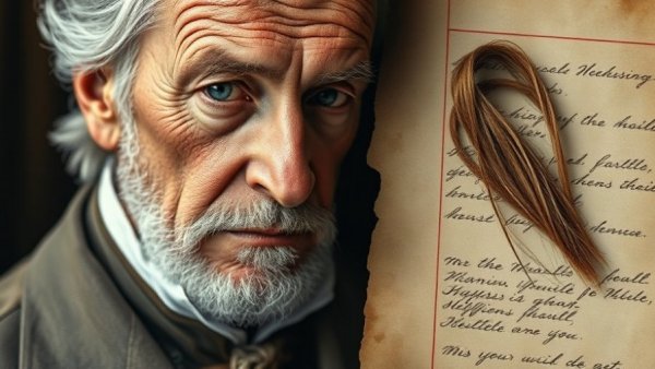 Thomas Jefferson portrait and hair lock with handwritten note