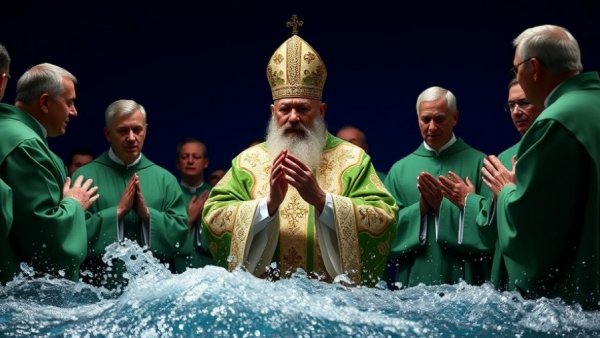Pope Leo XIV performing a ritual blessing during Lourdes visit.